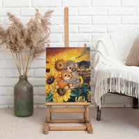 Baby Monkey Punch Personalized Canvas Wall Art Sunflower Field Oil Painting Style