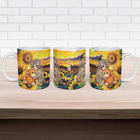 Baby Monkey Punch Personalized Ceramic Mug Sunflower Field Oil Painting Style