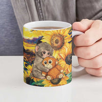 Baby Monkey Punch Personalized Ceramic Mug Sunflower Field Oil Painting Style