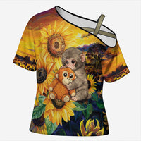 Baby Monkey Punch Personalized Cross Shoulder Shirt Sunflower Field Oil Painting Style