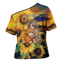 Baby Monkey Punch Personalized Cross Shoulder Shirt Sunflower Field Oil Painting Style