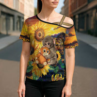 Baby Monkey Punch Personalized Cross Shoulder Shirt Sunflower Field Oil Painting Style