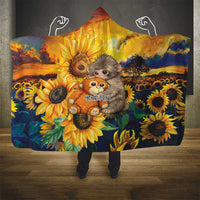 Baby Monkey Punch Personalized Hooded Blanket Sunflower Field Oil Painting Style