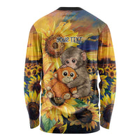Baby Monkey Punch Personalized Long Sleeve Shirt Sunflower Field Oil Painting Style