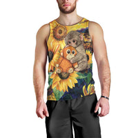 Baby Monkey Punch Personalized Men Tank Top Sunflower Field Oil Painting Style