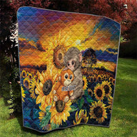 Baby Monkey Punch Personalized Quilt Sunflower Field Oil Painting Style