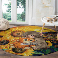 Baby Monkey Punch Personalized Round Carpet Sunflower Field Oil Painting Style