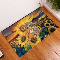 Baby Monkey Punch Personalized Rubber Doormat Sunflower Field Oil Painting Style