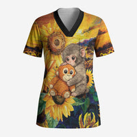 Baby Monkey Punch Personalized Scrub Top Sunflower Field Oil Painting Style