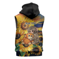 Baby Monkey Punch Personalized Sleeveless Zip Hoodie Sunflower Field Oil Painting Style