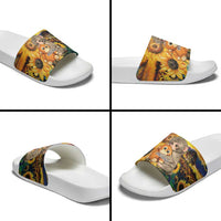Baby Monkey Punch Personalized Slide Sandals Sunflower Field Oil Painting Style
