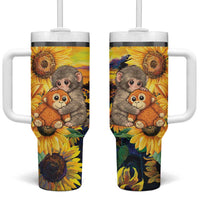 Baby Monkey Punch Personalized Tumbler With Handle Sunflower Field Oil Painting Style