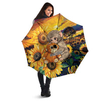 Baby Monkey Punch Personalized Umbrella Sunflower Field Oil Painting Style