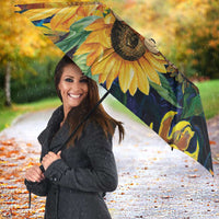 Baby Monkey Punch Personalized Umbrella Sunflower Field Oil Painting Style