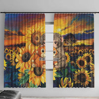 Baby Monkey Punch Personalized Window Curtain Sunflower Field Oil Painting Style