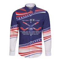 My Gold Medal Winning Hockey Team Personalized Long Sleeve Button Shirt Blue Style