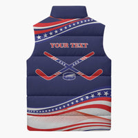 My Gold Medal Winning Hockey Team Personalized Sleeveless Puffer Jacket Blue Style