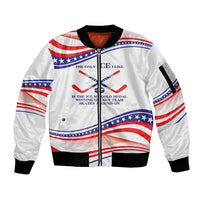 My Gold Medal Winning Hockey Team Personalized Sleeve Zip Bomber Jacket White Style