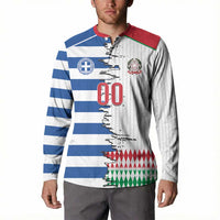Custom Greece Italy Cultural Half Flag Button Sweatshirt Scratch Style