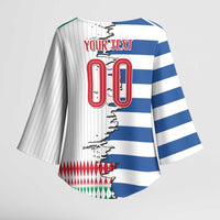 Custom Greece Italy Cultural Half Flag Kimono Sleeve Blouse Scratch Style