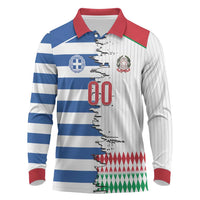 Custom Greece Italy Cultural Half Flag Long Sleeve Polo Shirt Scratch Style