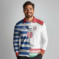 Custom Greece Italy Cultural Half Flag Long Sleeve Polo Shirt Scratch Style
