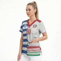 Custom Greece Italy Cultural Half Flag Scrub Top Scratch Style
