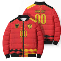 Custom Albania Montenegro Cultural Half Flag Bomber Puffer Jacket Scratch Style
