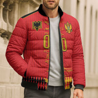 Custom Albania Montenegro Cultural Half Flag Bomber Puffer Jacket Scratch Style