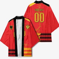 Custom Albania Montenegro Cultural Half Flag Kimono Scratch Style