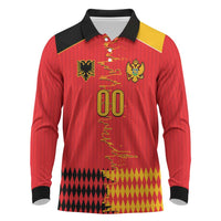 Custom Albania Montenegro Cultural Half Flag Long Sleeve Polo Shirt Scratch Style