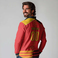 Custom Albania Montenegro Cultural Half Flag Long Sleeve Polo Shirt Scratch Style