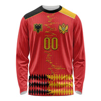 Custom Albania Montenegro Cultural Half Flag Long Sleeve Shirt Scratch Style