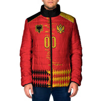 Custom Albania Montenegro Cultural Half Flag Padded Jacket Scratch Style
