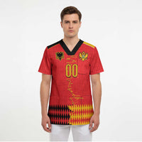 Custom Albania Montenegro Cultural Half Flag Scrub Top Scratch Style