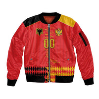 Custom Albania Montenegro Cultural Half Flag Sleeve Zip Bomber Jacket Scratch Style