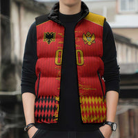 Custom Albania Montenegro Cultural Half Flag Sleeveless Puffer Jacket Scratch Style