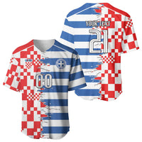 Custom Croatia Greece Cultural Half Flag Baseball Jersey Scratch Style