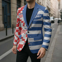 Custom Croatia Greece Cultural Half Flag Blazer Scratch Style