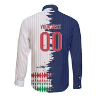 Custom France Italy Cultural Half Flag Long Sleeve Button Shirt Scratch Style