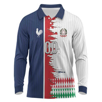 Custom France Italy Cultural Half Flag Long Sleeve Polo Shirt Scratch Style