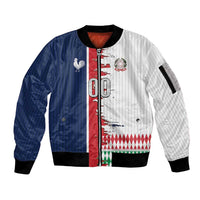 Custom France Italy Cultural Half Flag Sleeve Zip Bomber Jacket Scratch Style