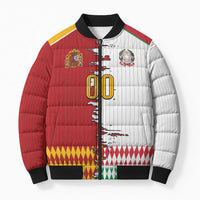 Custom Italy Spain Cultural Half Flag Bomber Puffer Jacket Scratch Style