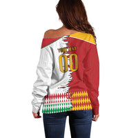 Custom Italy Spain Cultural Half Flag Off Shoulder Sweater Scratch Style