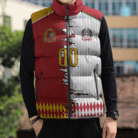 Custom Italy Spain Cultural Half Flag Sleeveless Puffer Jacket Scratch Style