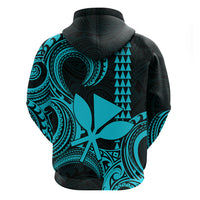 Custom Hawaii Hoodie Paradise of the Pacific Tribal Kakau for King Kamehameha Day - Aqua - Wonder Print Shop