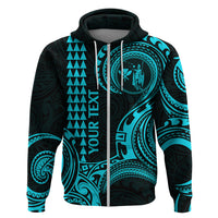 Custom Hawaii Hoodie Paradise of the Pacific Tribal Kakau for King Kamehameha Day - Aqua - Wonder Print Shop