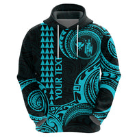 Custom Hawaii Hoodie Paradise of the Pacific Tribal Kakau for King Kamehameha Day - Aqua - Wonder Print Shop