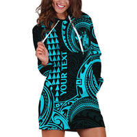 Custom Hawaii Hoodie Dress Paradise of the Pacific Tribal Kakau for King Kamehameha Day - Aqua - Wonder Print Shop
