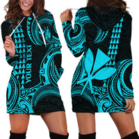 Custom Hawaii Hoodie Dress Paradise of the Pacific Tribal Kakau for King Kamehameha Day - Aqua - Wonder Print Shop